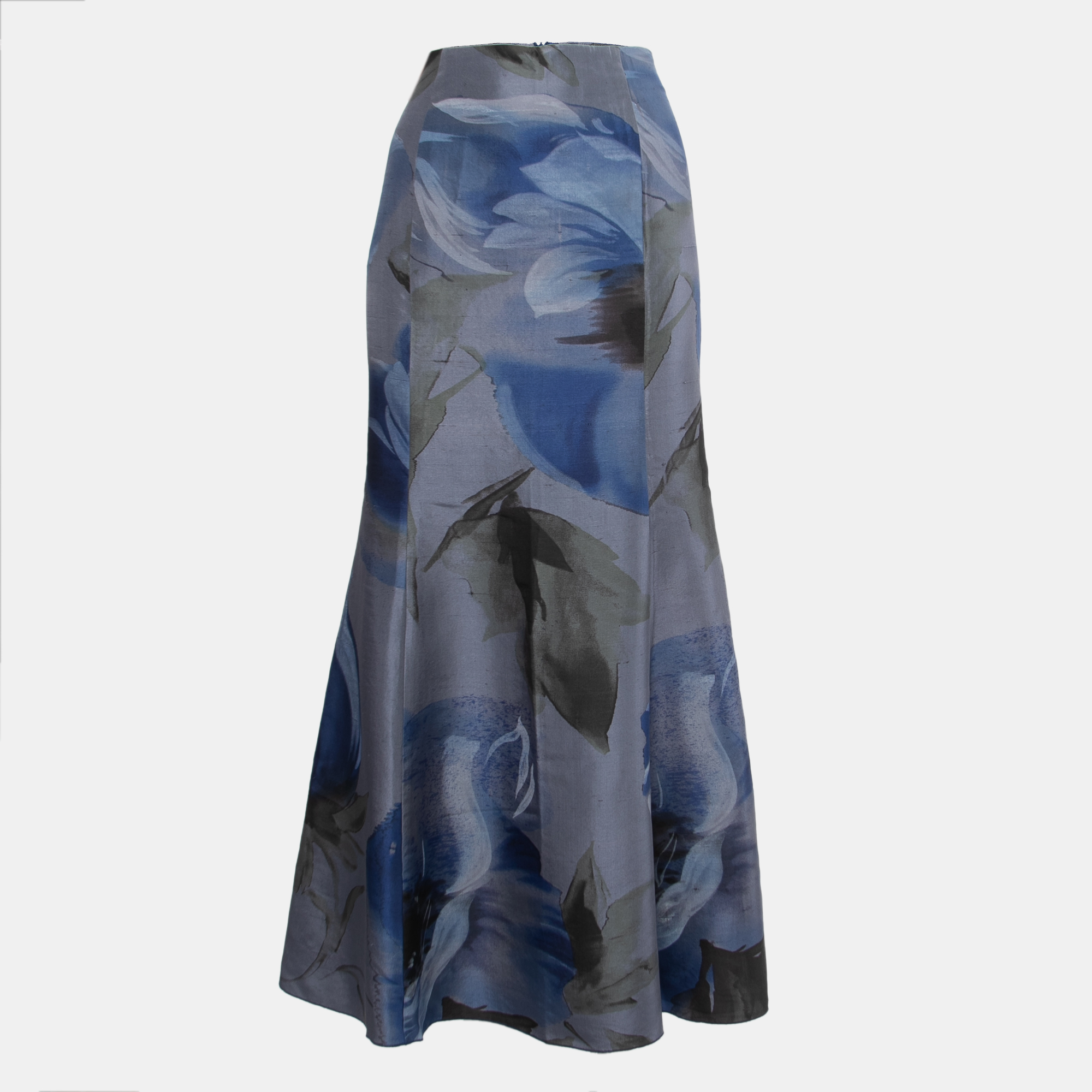 Emporio Armani Blue Printed Silk Mermaid Style Maxi Skirt M