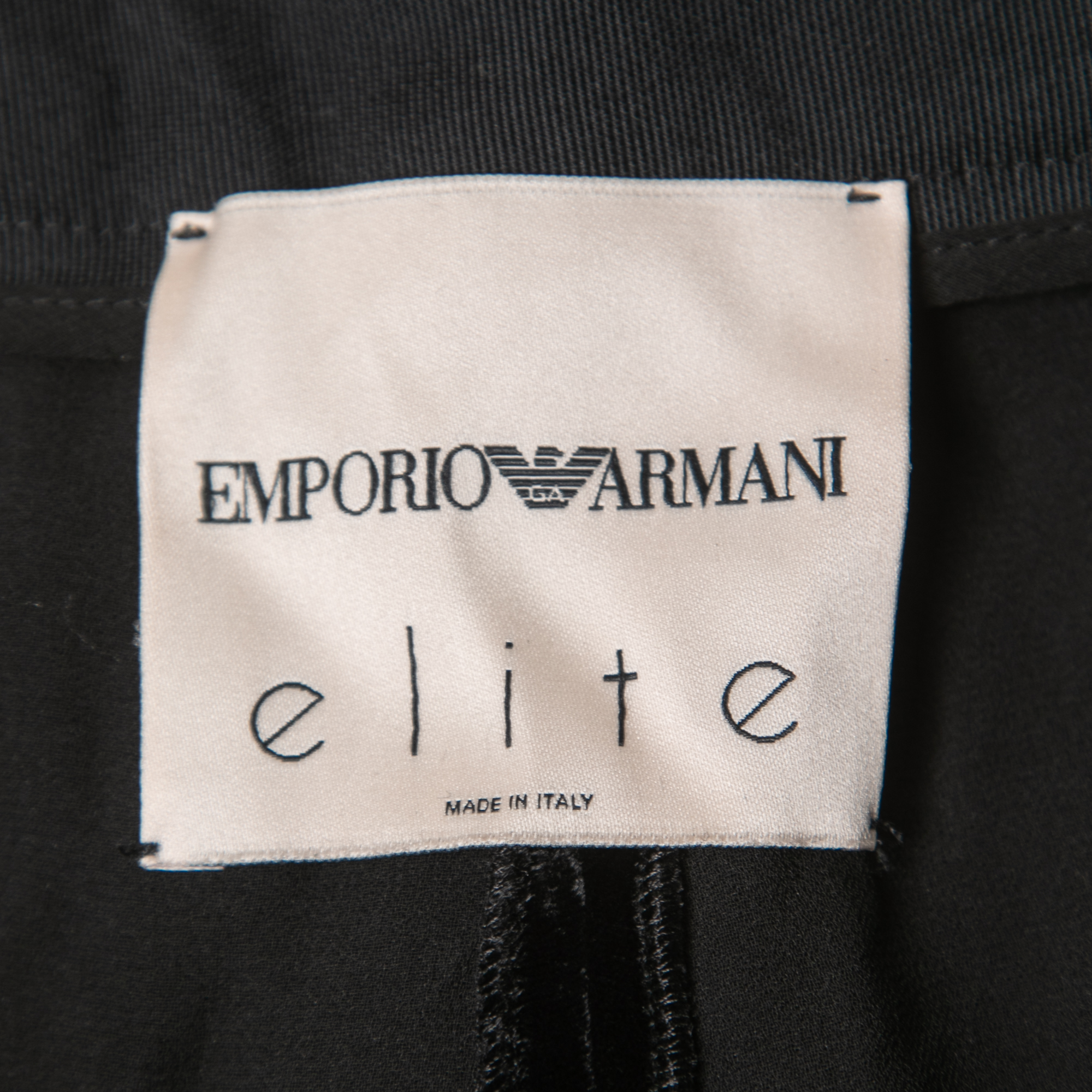 Emporio Armani Black Patterned Velvet Straight Leg Pants M