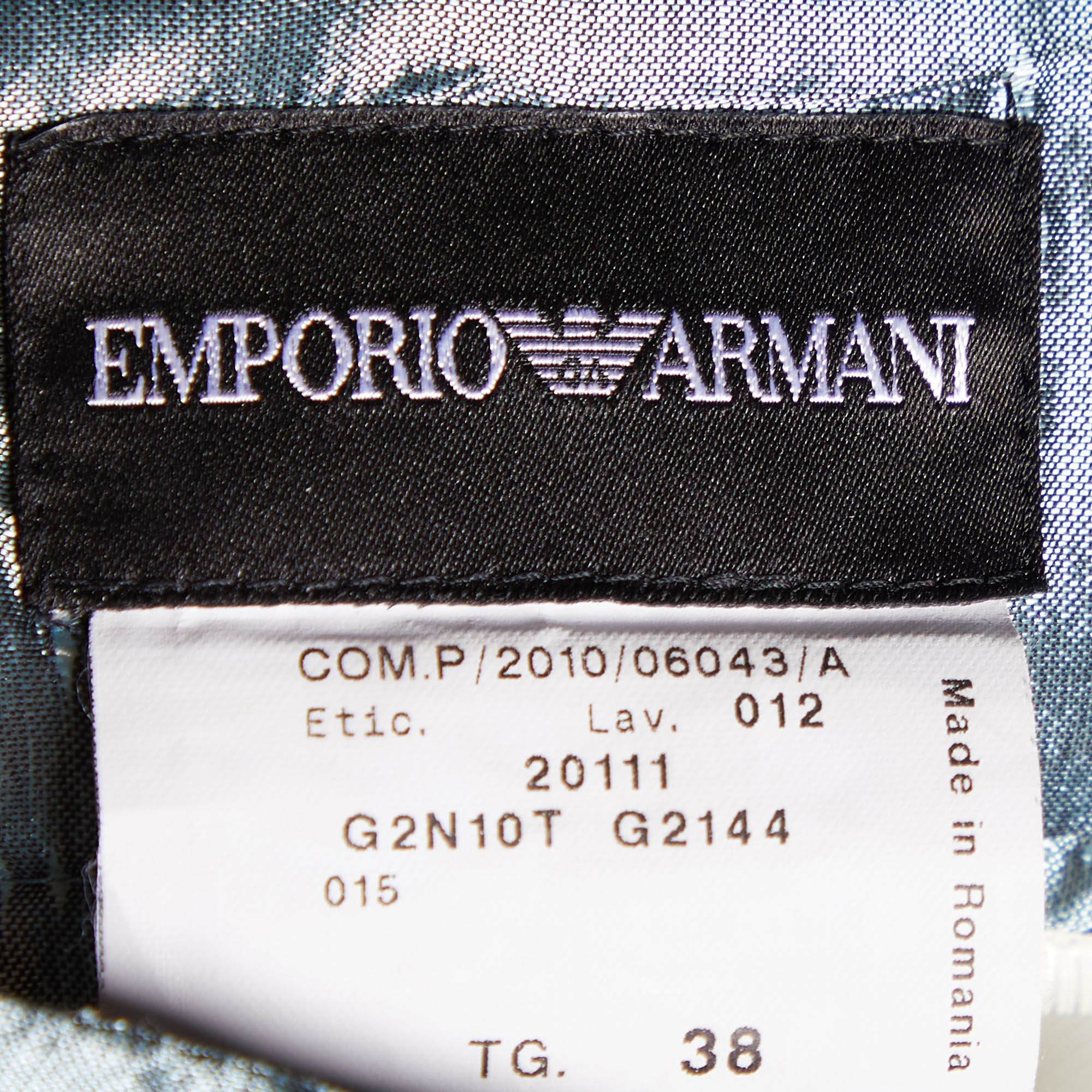 Emporio Armani Blue Leaf Jacquard Mini Skirt S