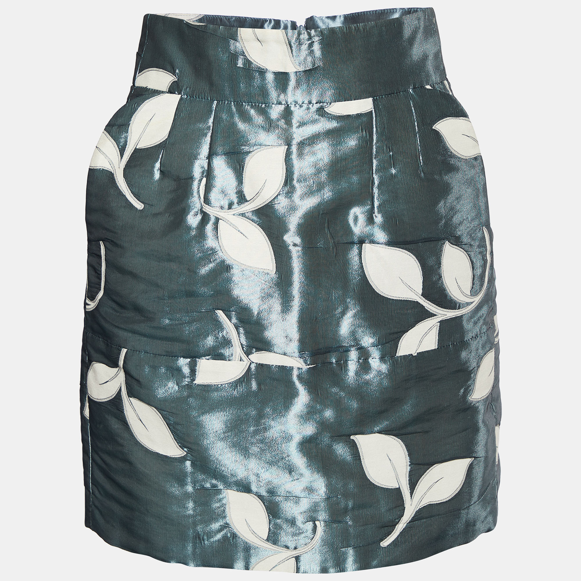 Emporio Armani Blue Leaf Jacquard Mini Skirt S