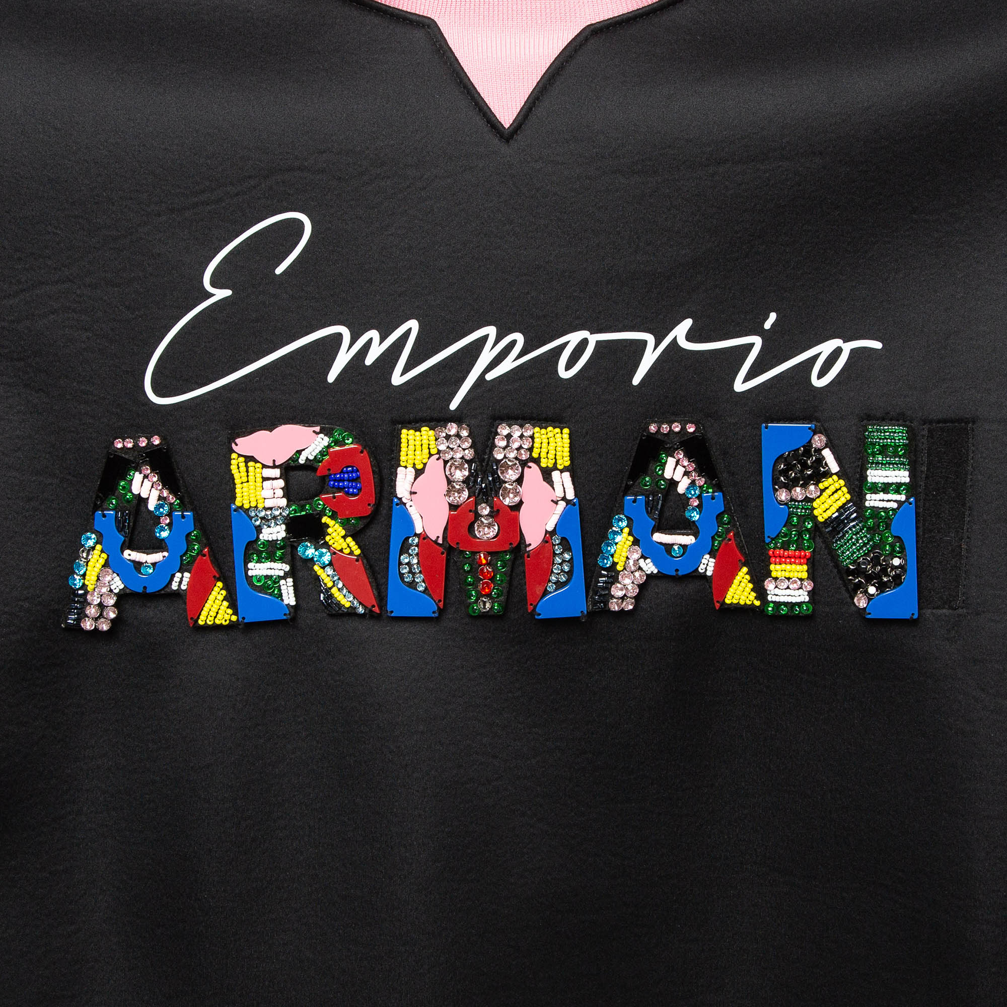 Emporio Armani Black Neoprene Logo Embellished Sweatshirt M