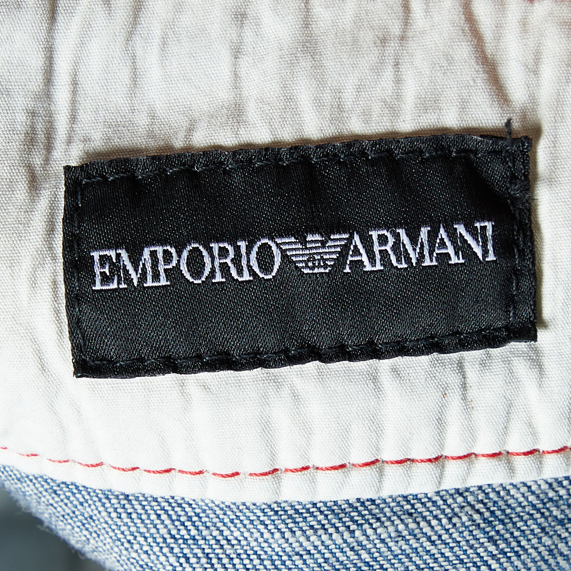 Emporio Armani Blue Denim Zip Front Knee Length Skirt L