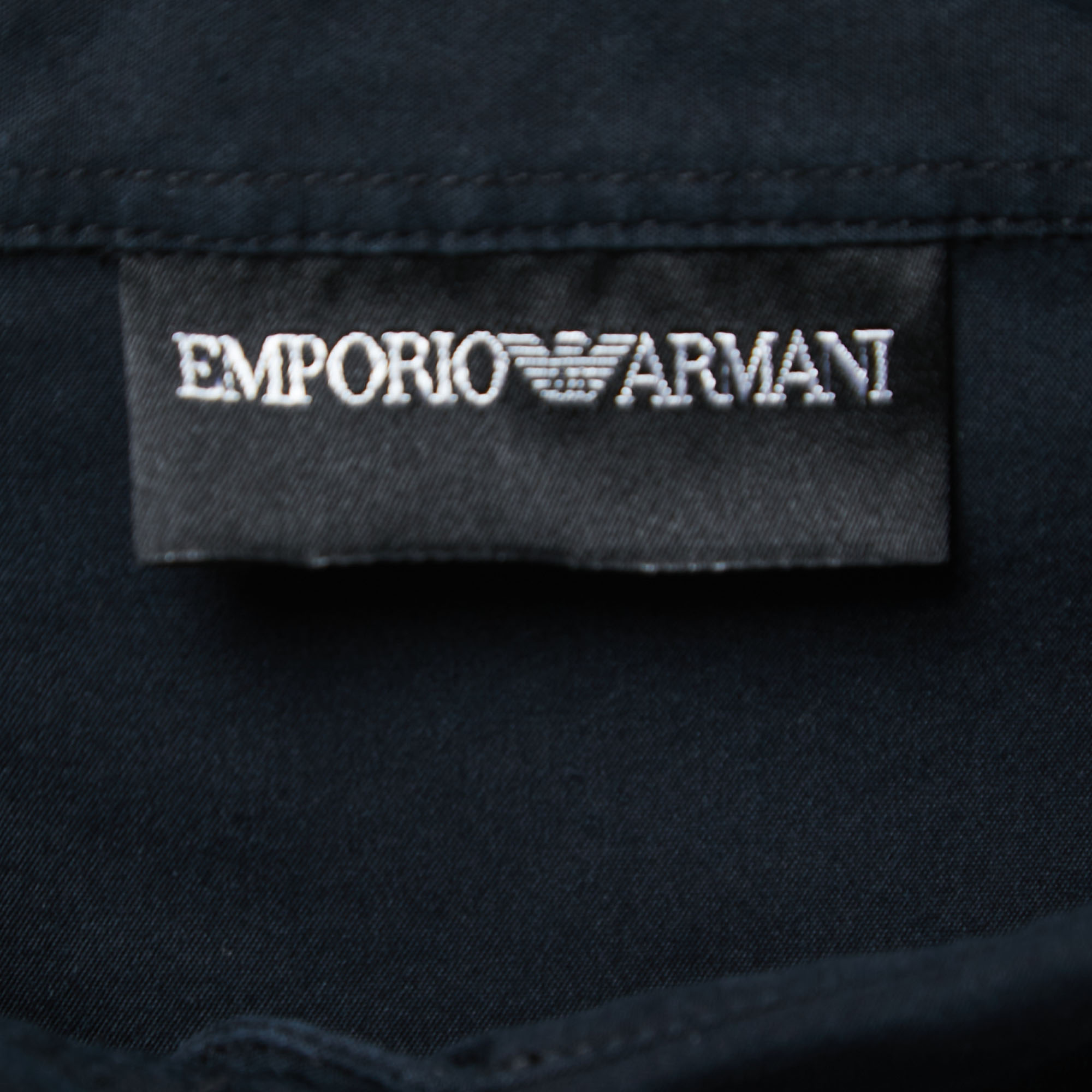 Emporio Armani Midnight Blue Cotton Short Sleeve Shirt L
