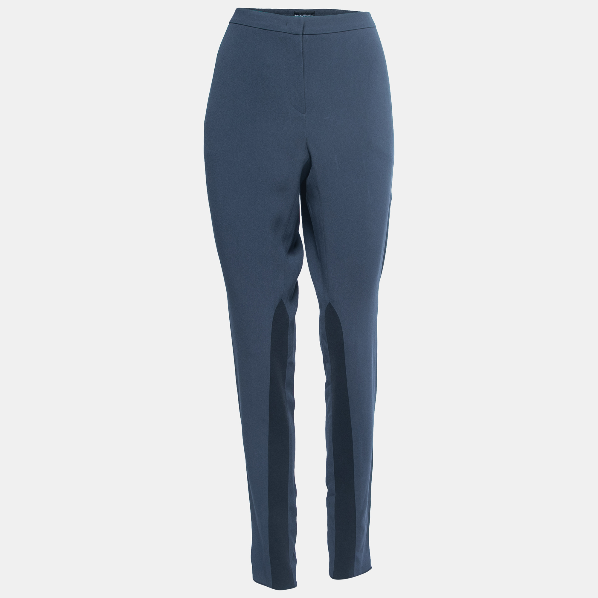 Emporio armani navy blue contrast panel detail trousers l
