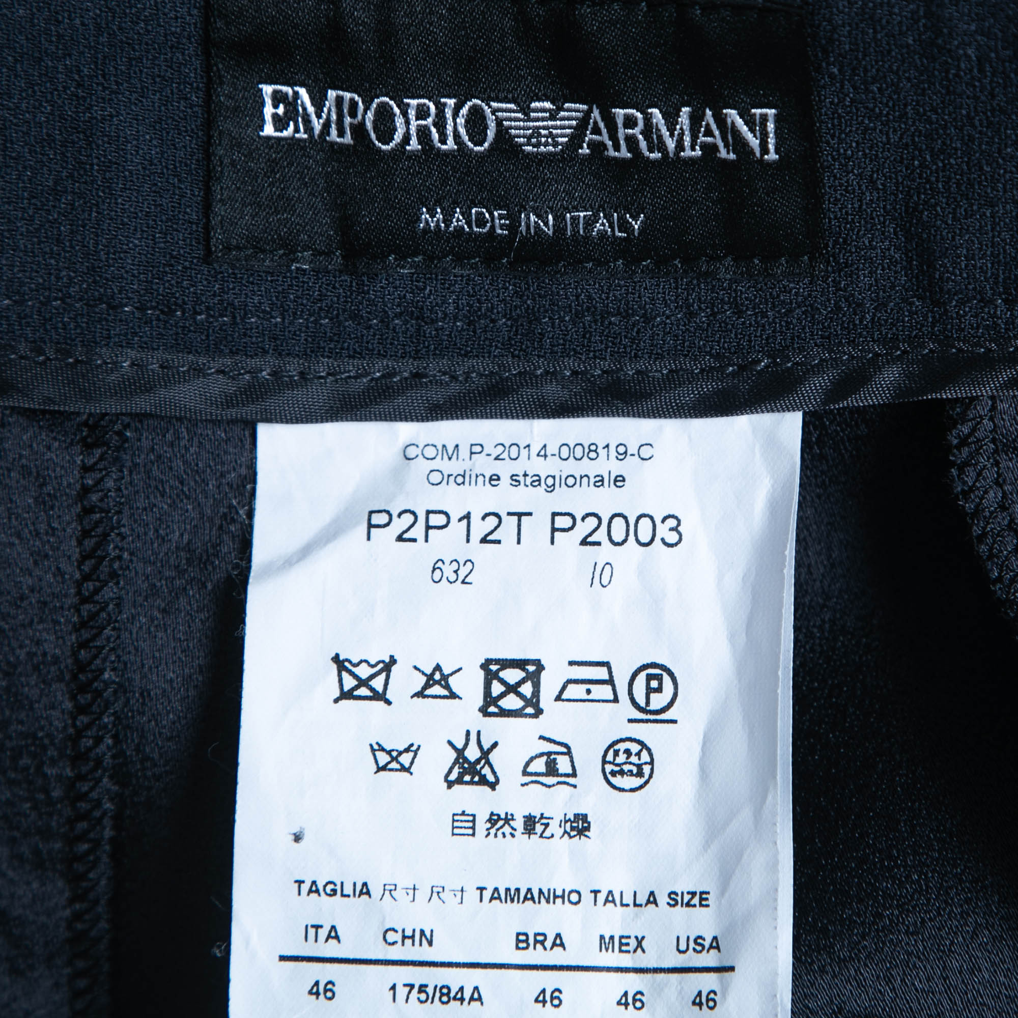 Emporio Armani Navy Blue Contrast Panel Detail Trousers L