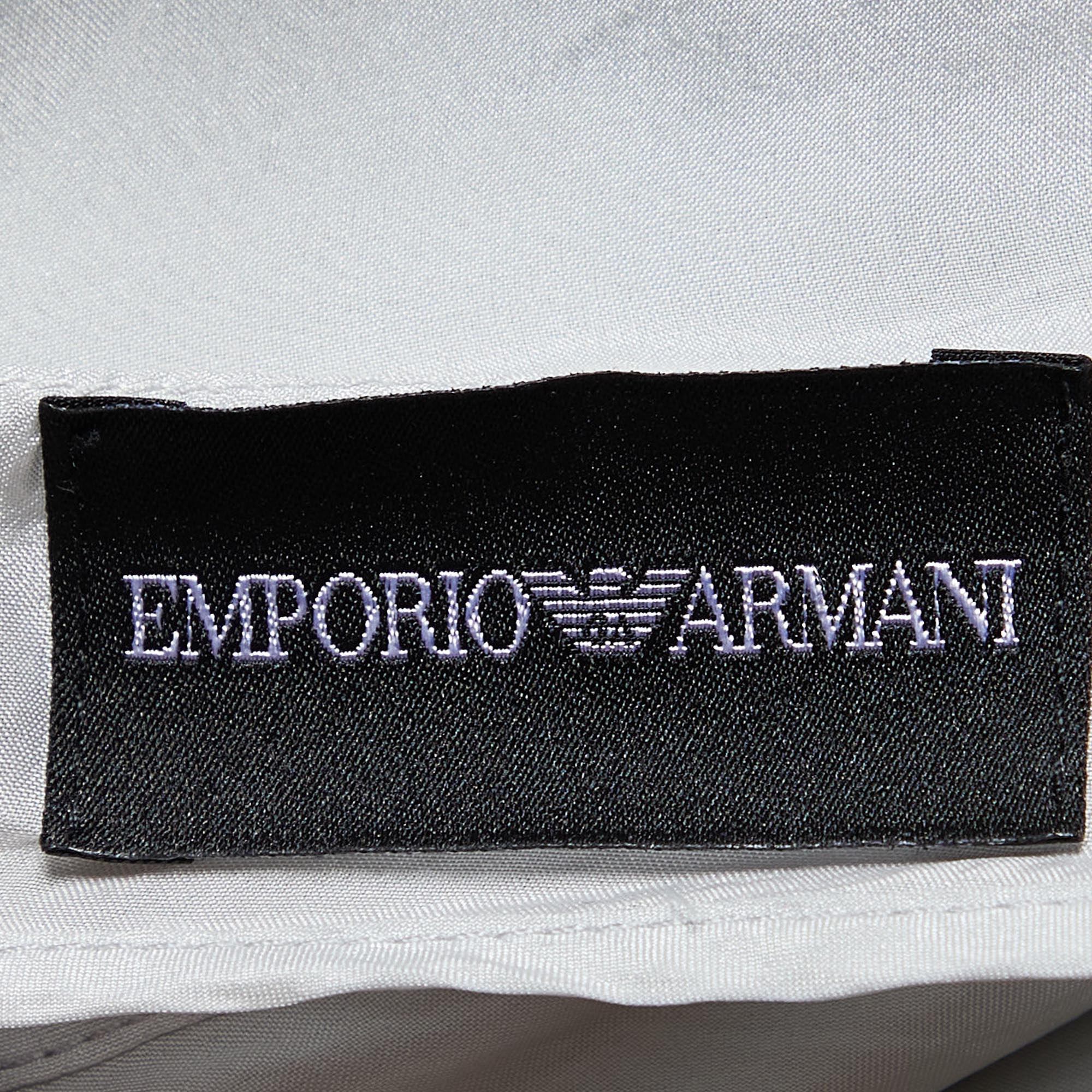 Emporio Armani Silver Grey Silk Ruffled Button Shirt M
