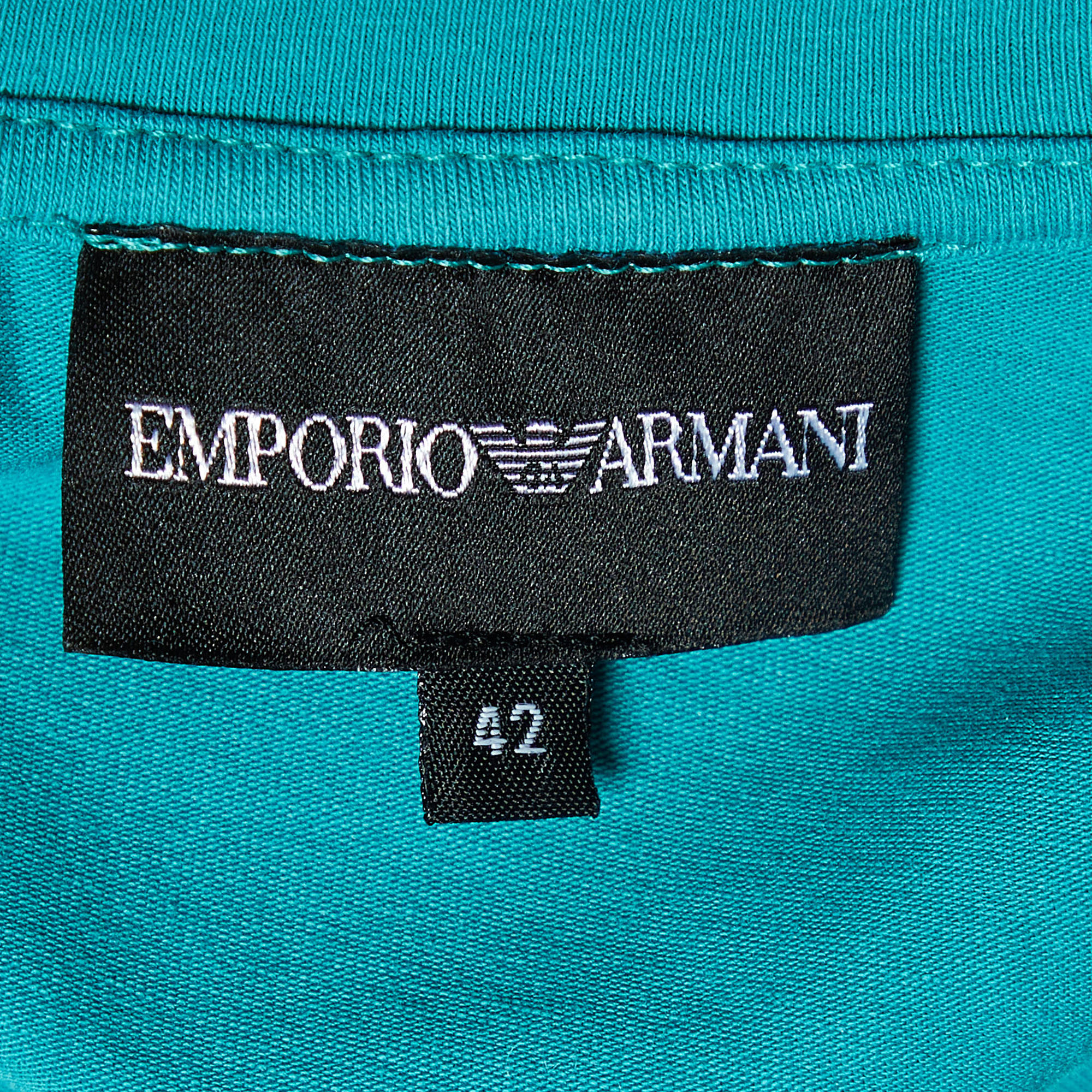 Emporio Armani Green Printed Cotton Knit T-Shirt M