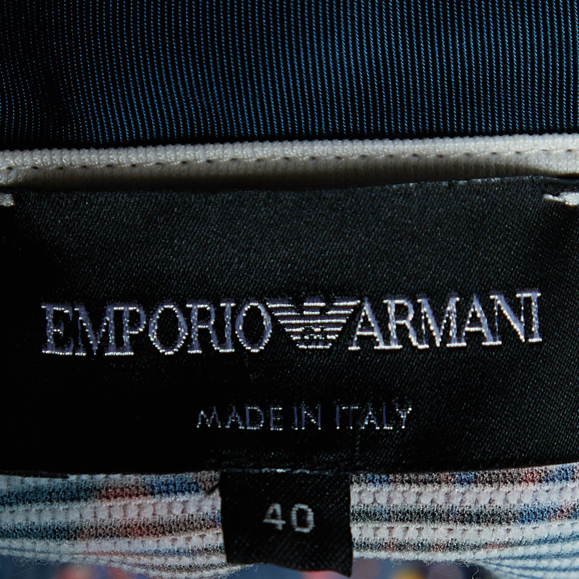 Emporio Armani Slate Blue Printed Rib Jersey Crop Top S