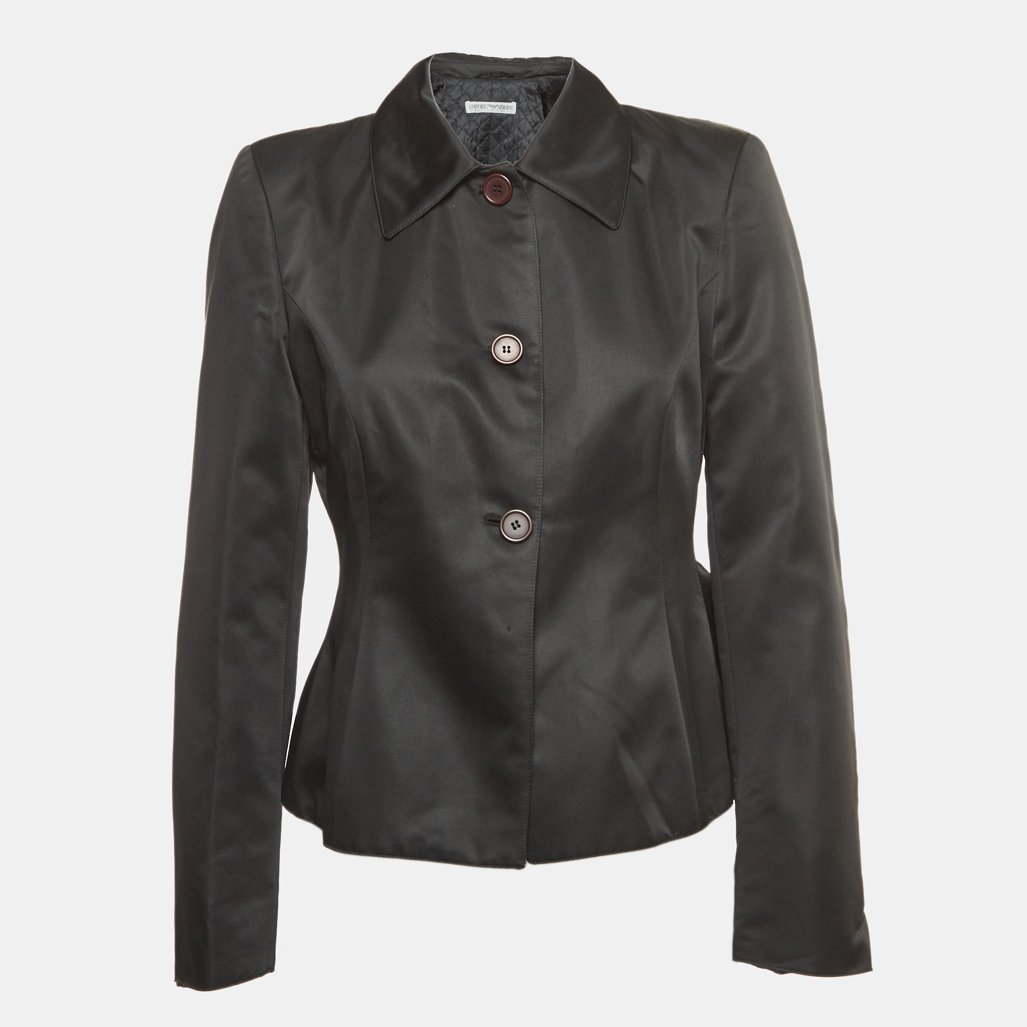 Emporio Armani Black Crepe Buttoned Jacket S