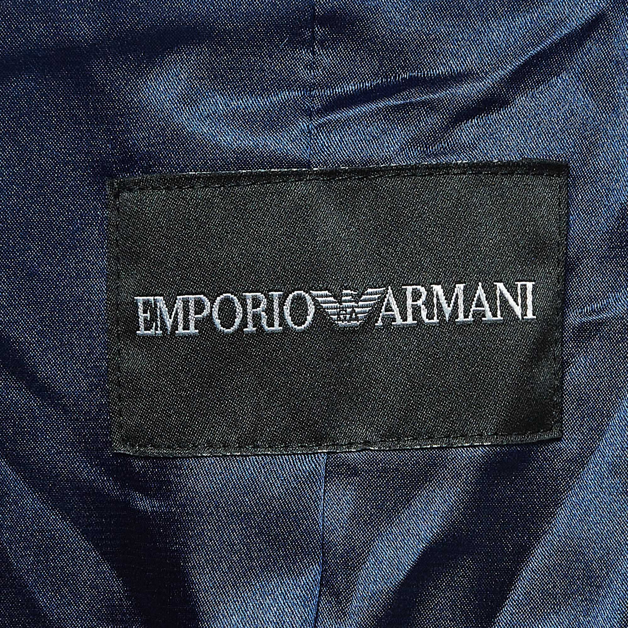 Emporio Armani Blue Crepe Single Breasted Blazer M