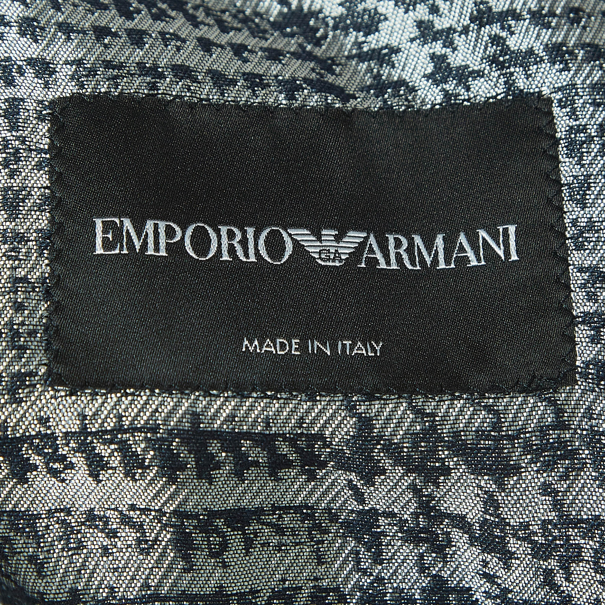 Emporio Armani Blue Checked Linen Blend Double Breasted Suit XL