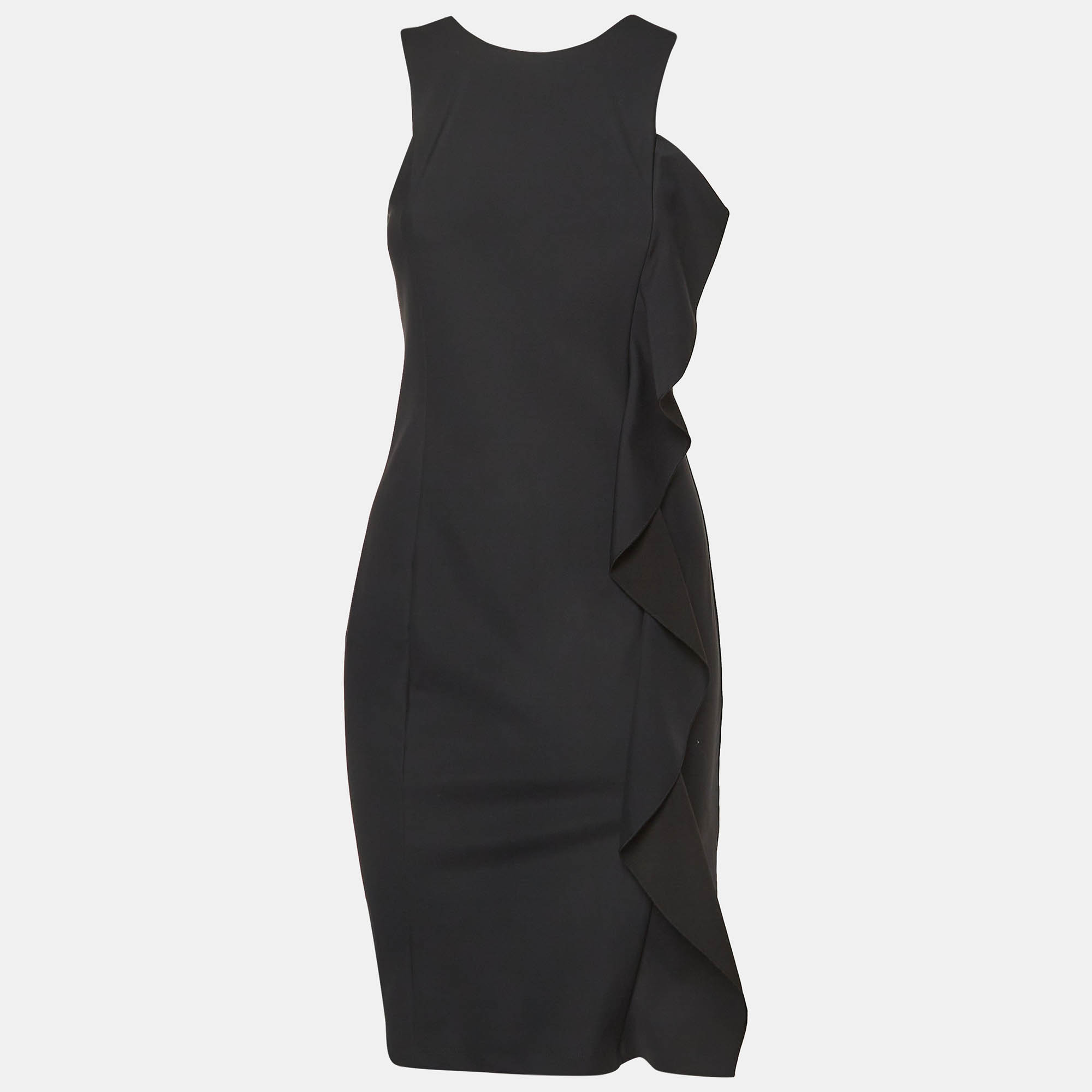 

Emporio Armani Black Jersey Ruffled Short Dress