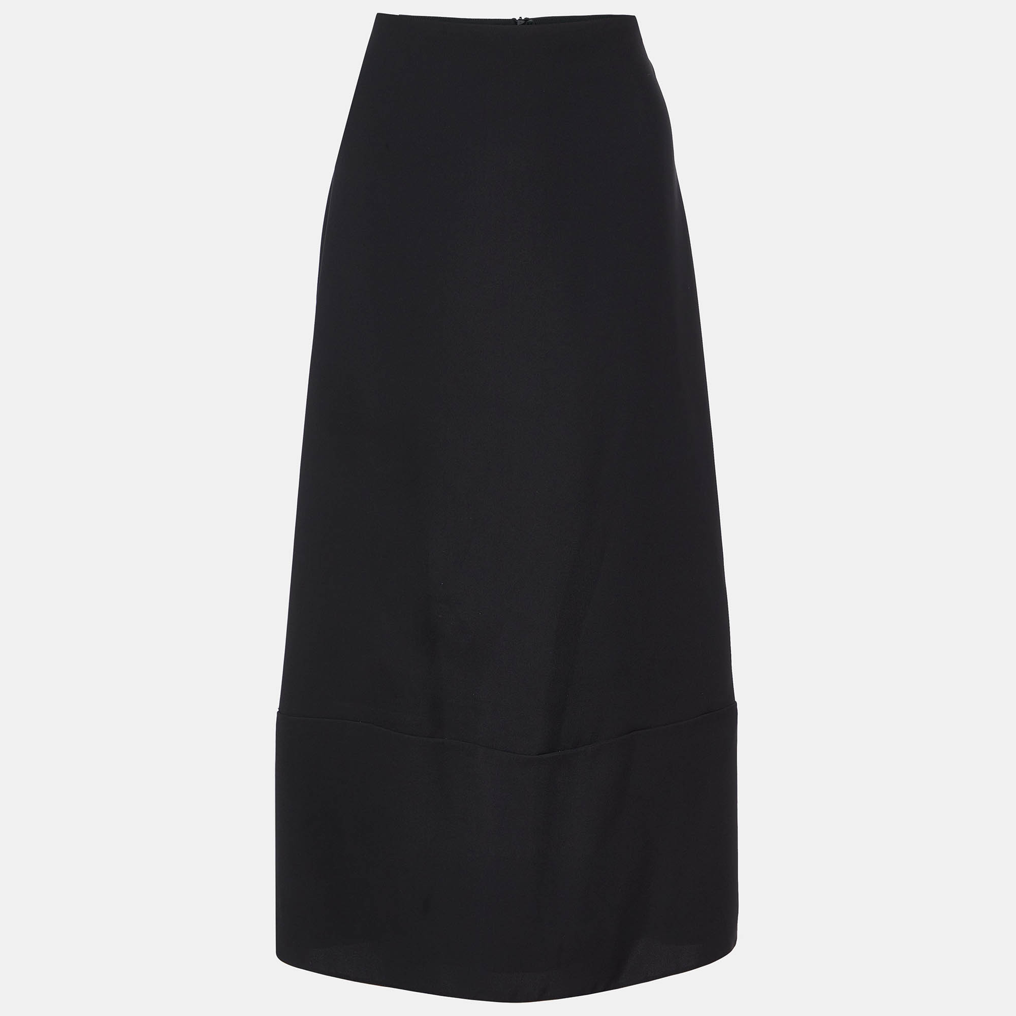 Emporio armani black crepe long skirt l
