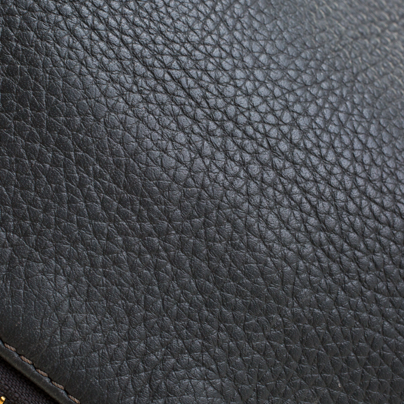 Emporio Armani Grey Leather Zip Flap Convertible Shoulder Bag