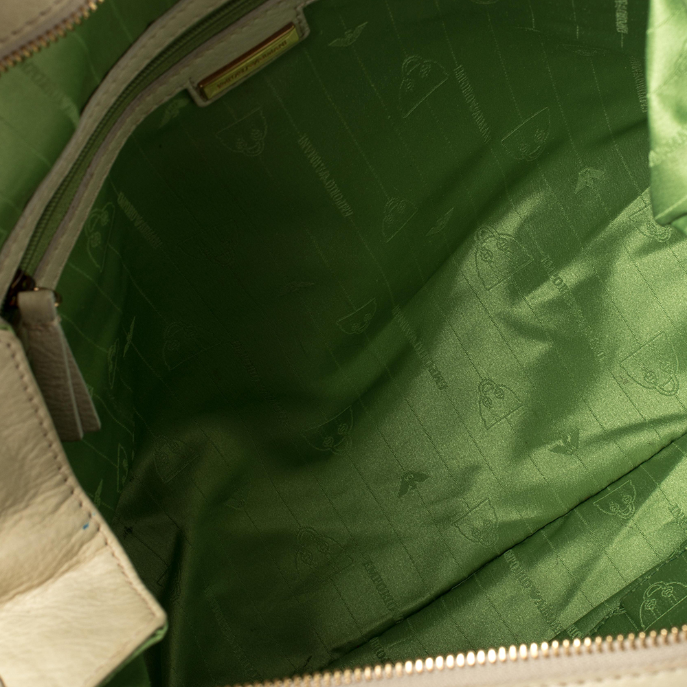 Emporio Armani Pale Green Leather Double Zip Tote