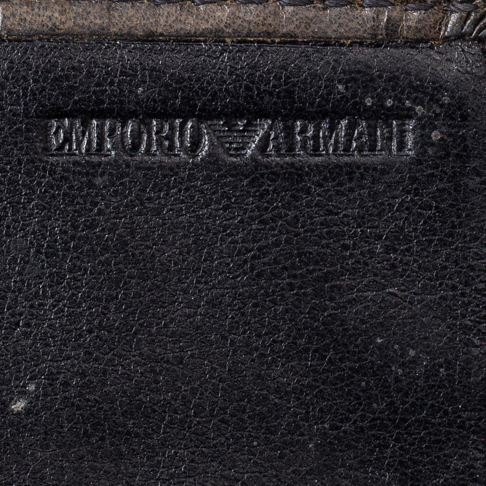 Emporio Armani Black Croc Embossed Leather Flap Wallet