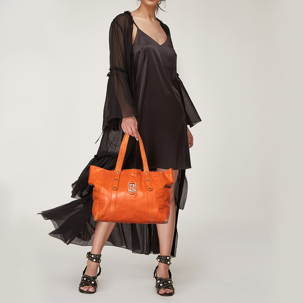 Emporio Armani Orange Leather Tote