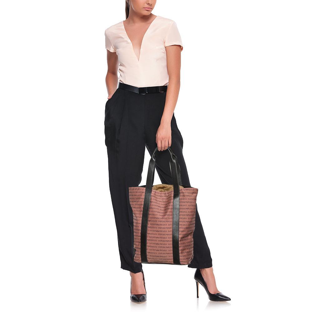 Emporio Armani Old Rose/Dark Brown Logo Print Canvas And Leather Tote, Pink
Emporio Armani Old Rose/Dark Brown Logo Print Canvas And Leather Tote, Pink