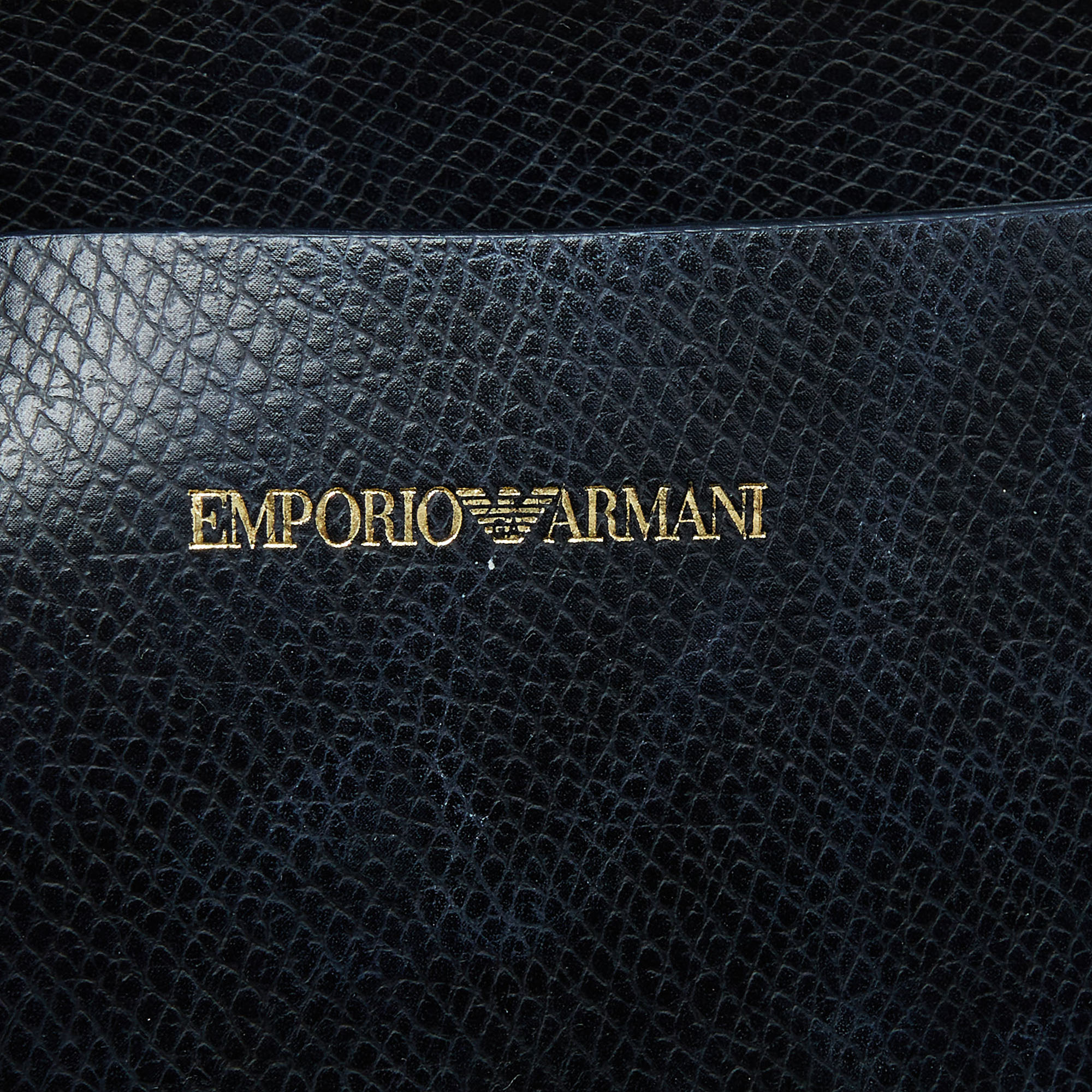 Emporio Armani Black Leather Shopper Tote
