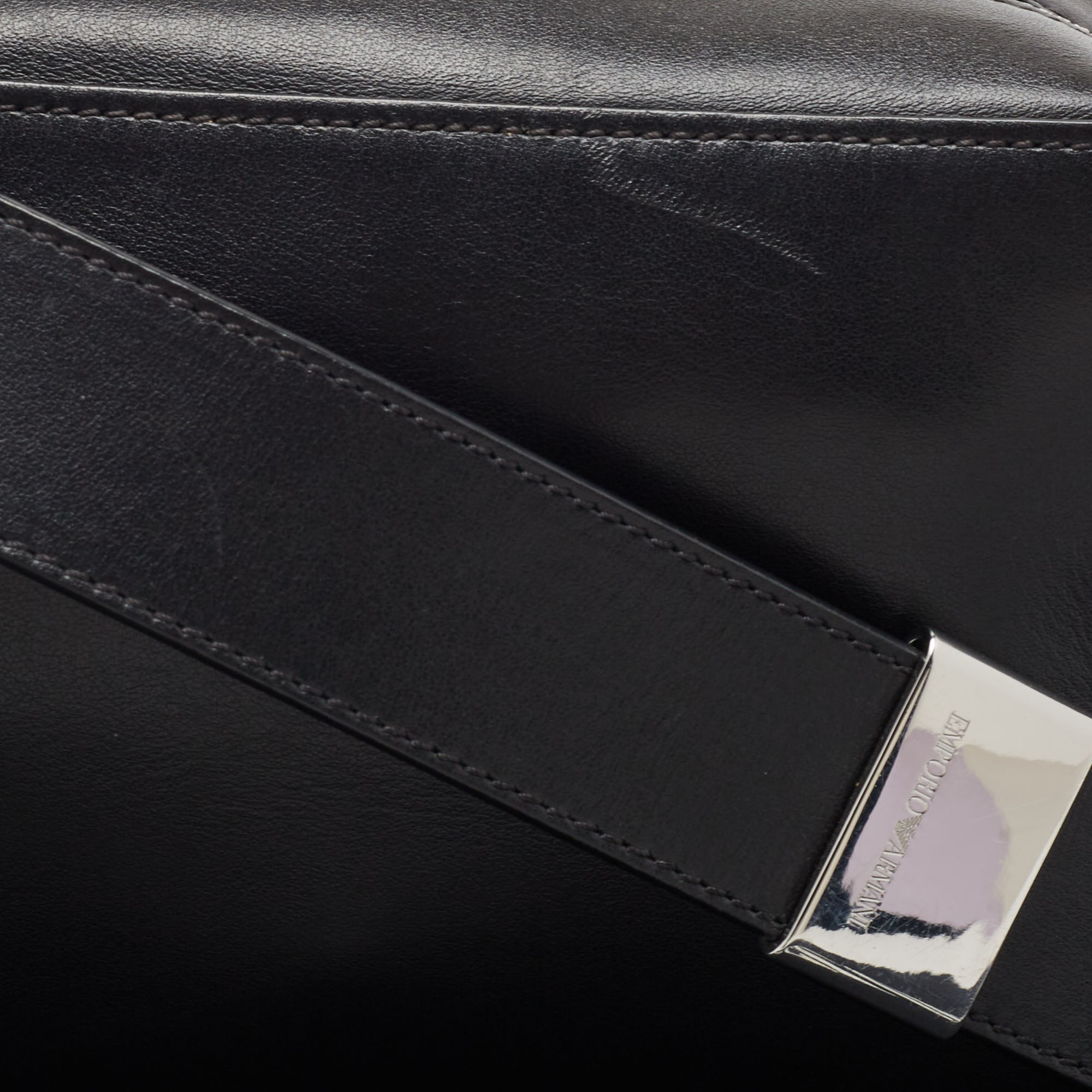 Emporio Armani Black Leather Camera Bag