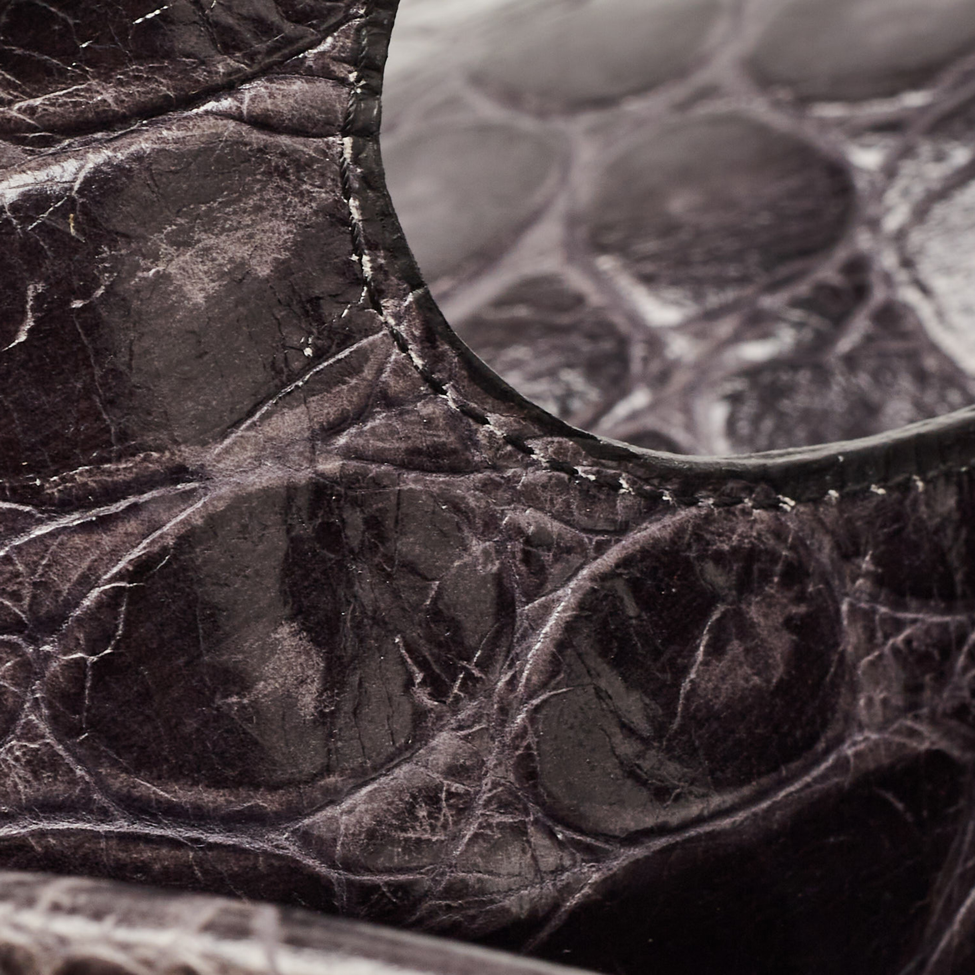 Emporio Armani Grey Croc Embossed Leather Foldover Shoulder Bag