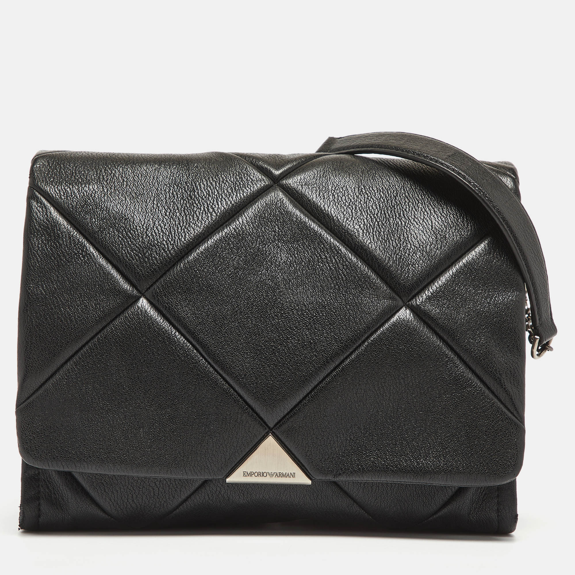 

Emporio Armani Black Quilted Faux Leather Noelle Flap Shoulder Bag