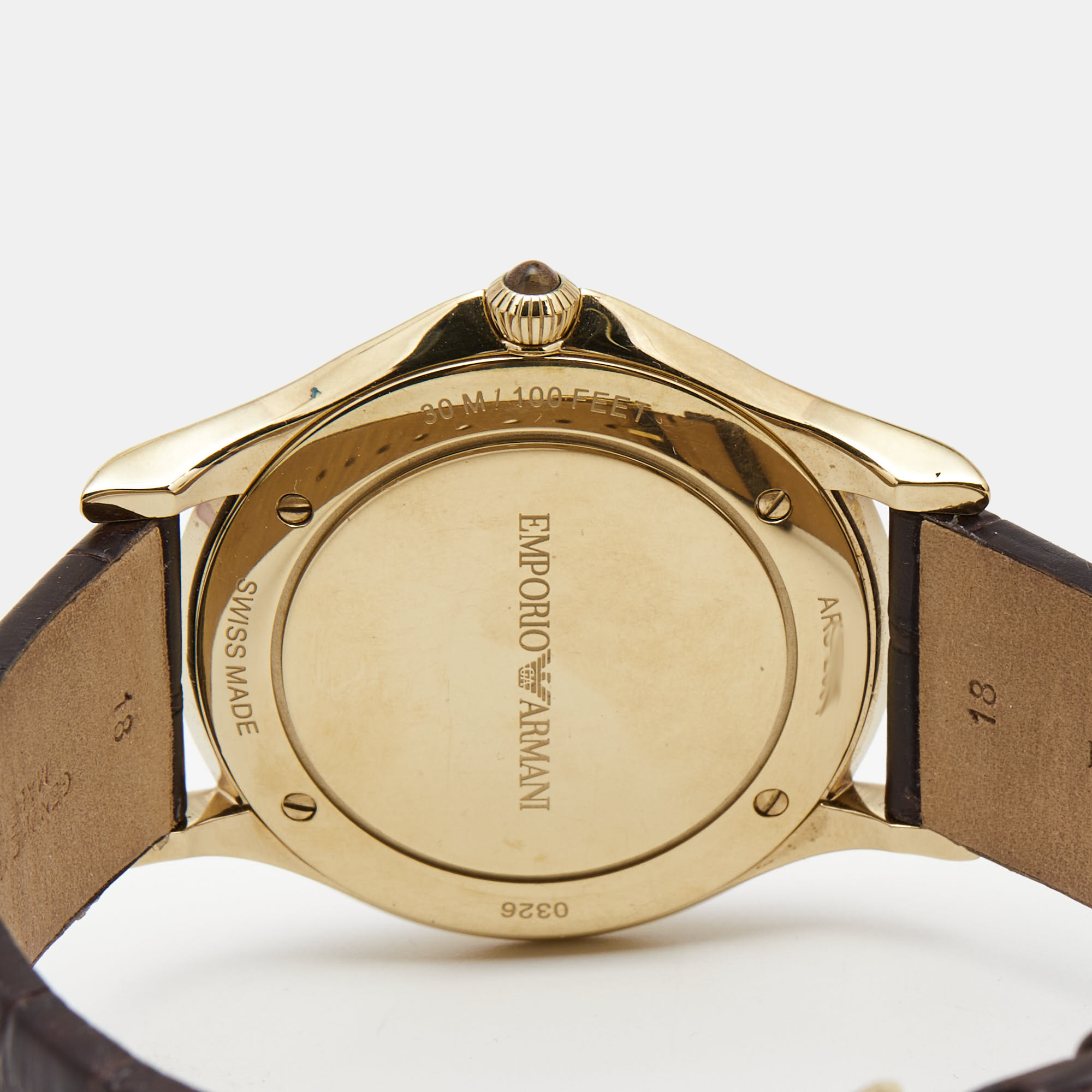 Emporio Armani Champagne Gold Plated Stainless Steel Alligator Classic ARS2004 Unisex Wristwatch 36 Mm
