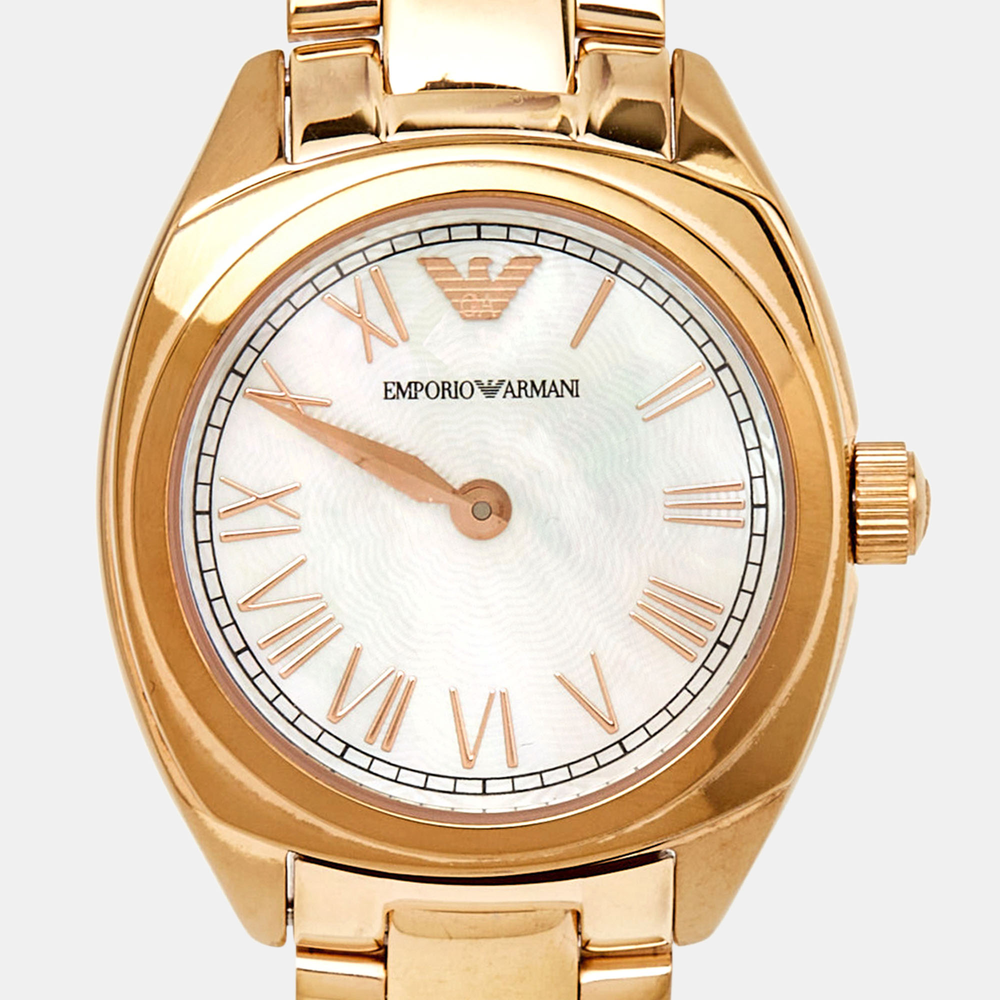 Emporio Armani Mother Of Pearl Gold Plated Stainless Steel AR11038 Women's Wristwatch 28 Mm