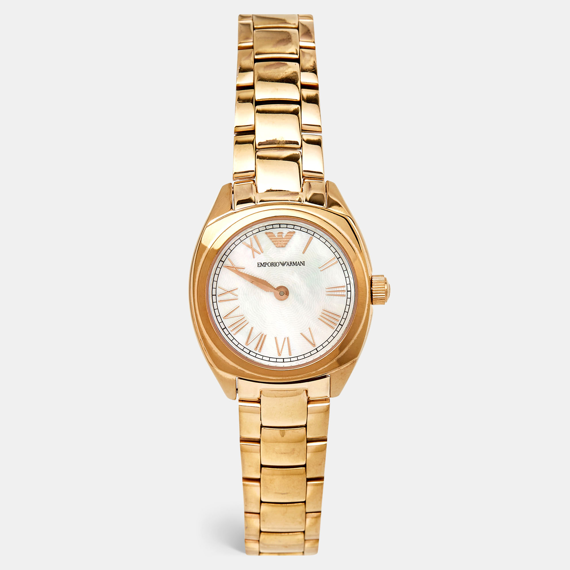 Emporio Armani Mother Of Pearl Gold Plated Stainless Steel AR11038 Women's Wristwatch 28 Mm