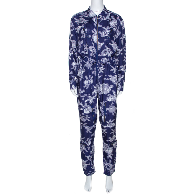 Image of Equipment Purple Maverick Print Silk Jumpsuit S