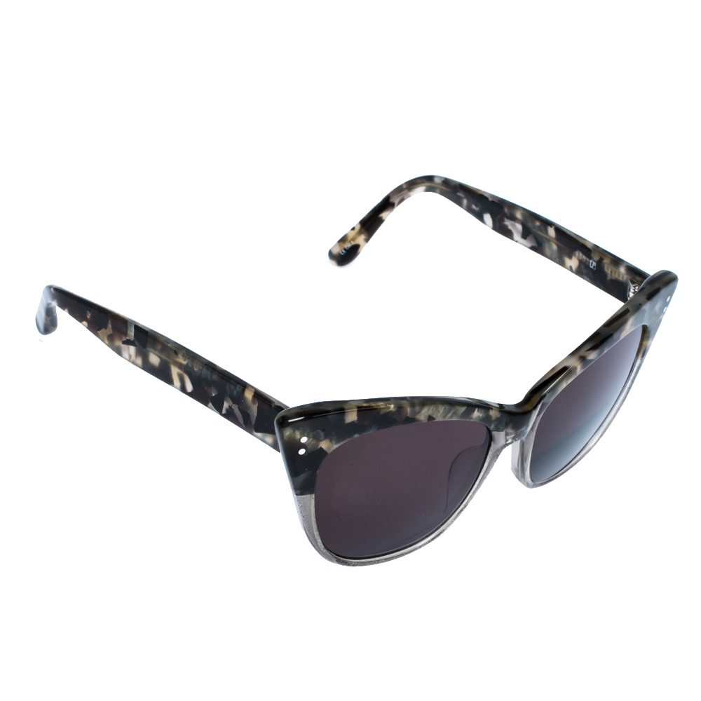 Image of Erdem x Linda Farrow Marble & Grey Glitter / Brown  C Cat Eye Sunglasses