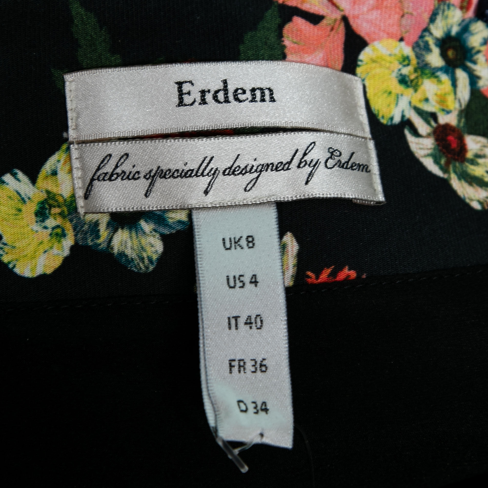Erdem Multicolor Flower Garden Print Pleat Detail Calista Skirt S