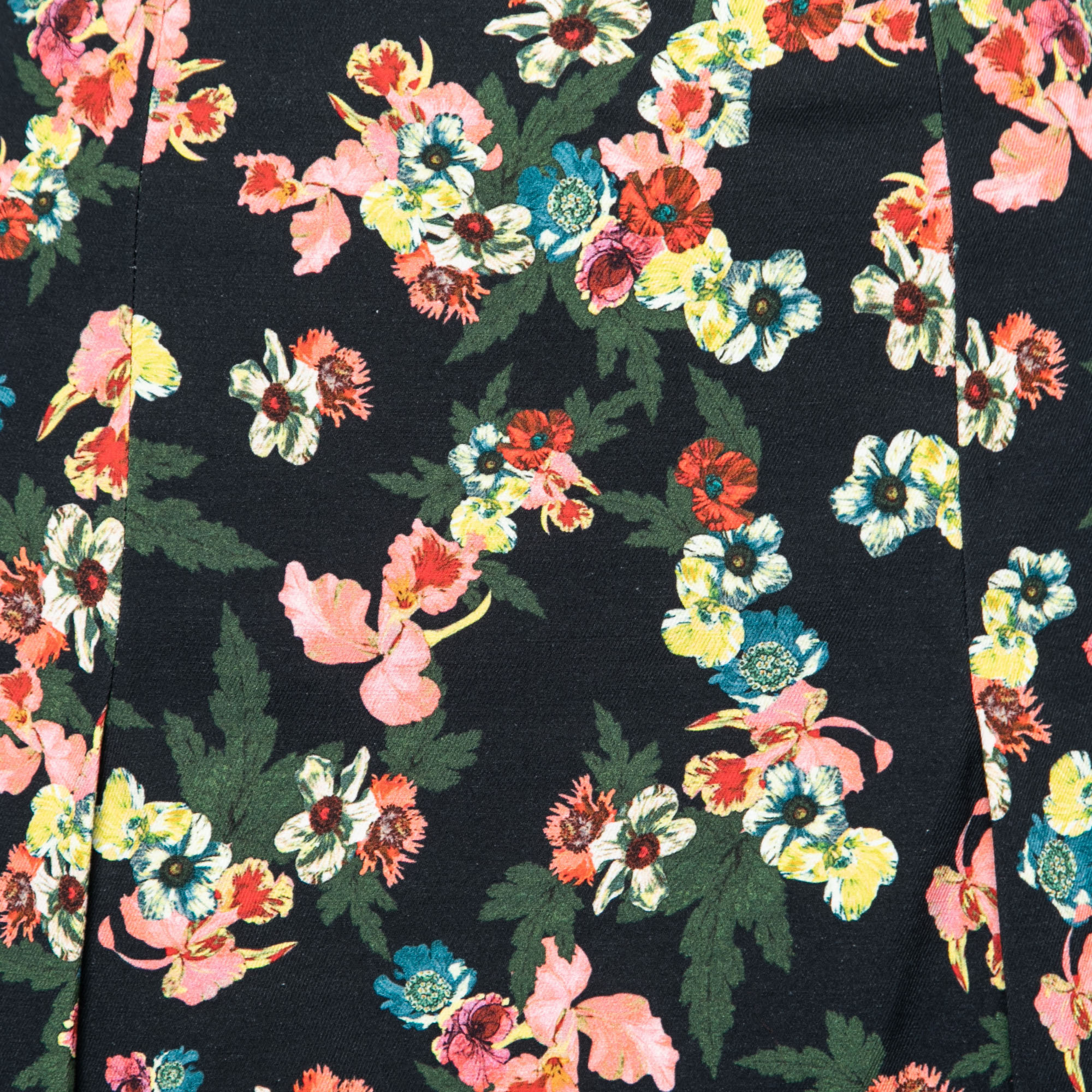 Erdem Multicolor Flower Garden Print Pleat Detail Calista Skirt S