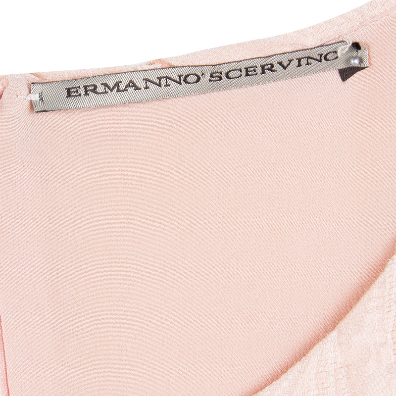 Ermanno Scervino Peach Ombre Embossed Jacquard Ruffled Bottom Sleeveless Dress M