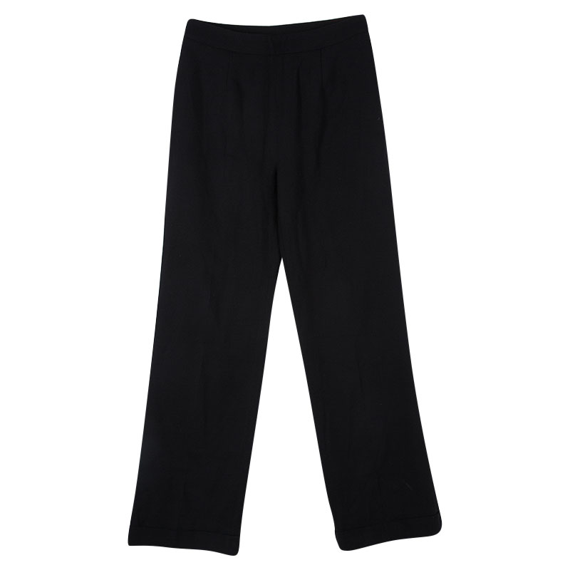Image of Ermanno Scervino Black Cotton Knit High Waist Trousers S