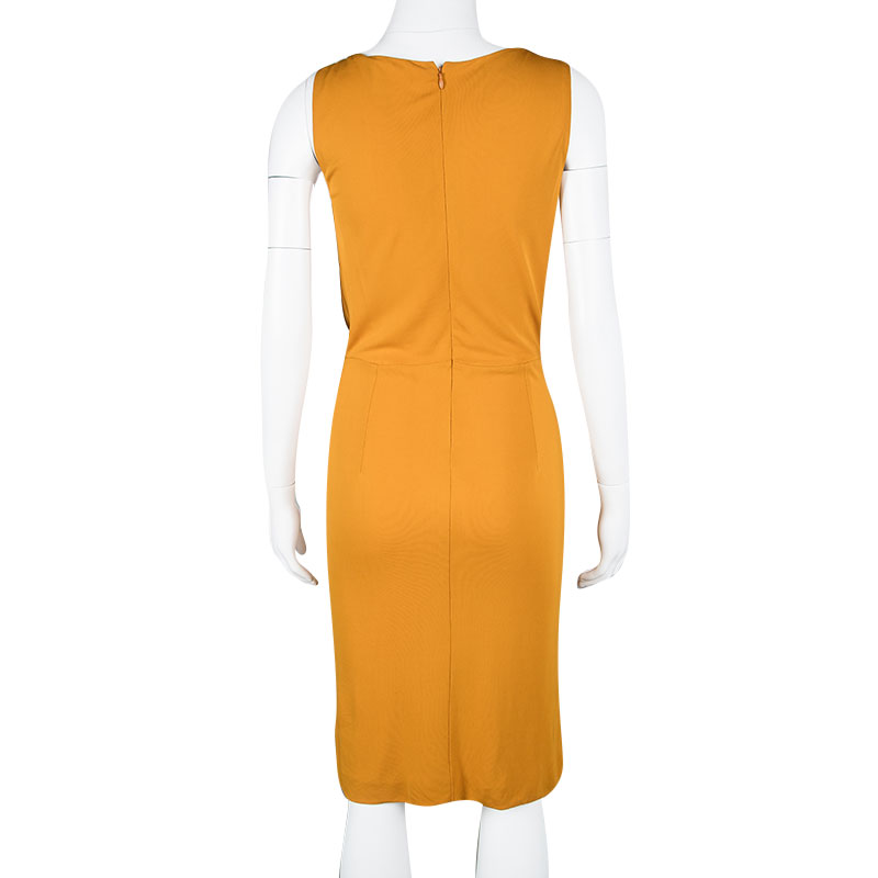 Ermanno Scervino Orange Lace Insert Cowl Neck Detail Sleeveless Dress M