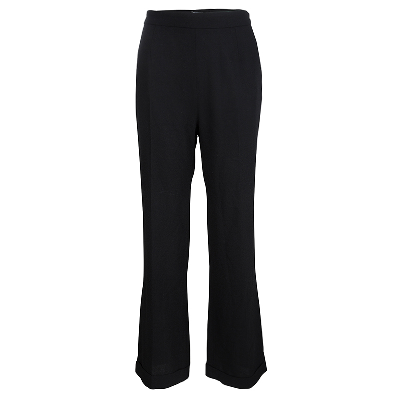 Image of Ermanno Scervino Black Cotton Knit Tailored Trousers M