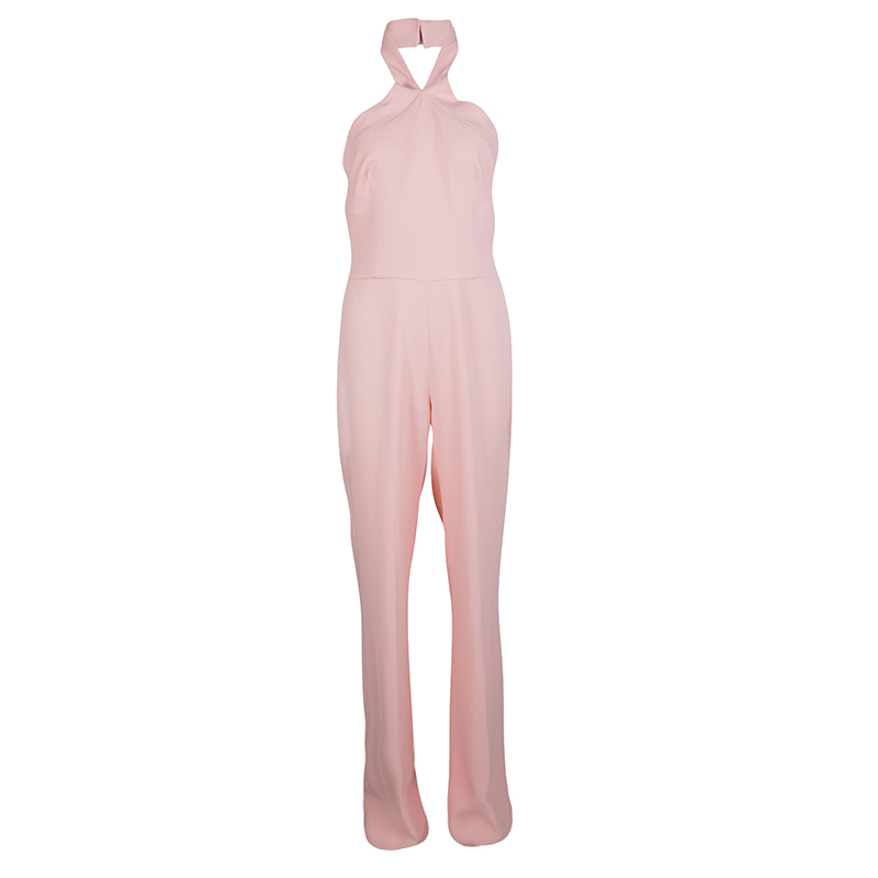 Image of Ermanno Scervino Pink Cross Strap Halter Neck Jumpsuit M