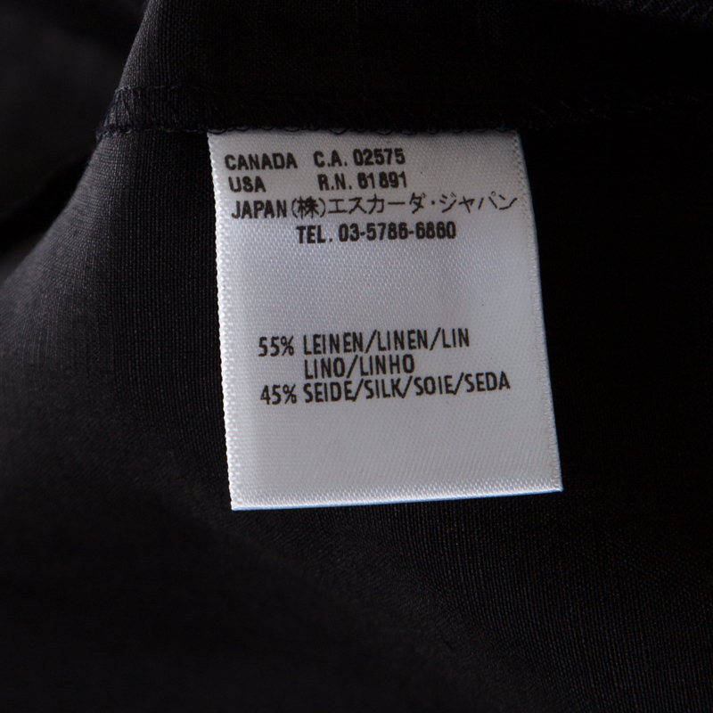 Escada Black Linen Silk Button Front Maxi Skirt M