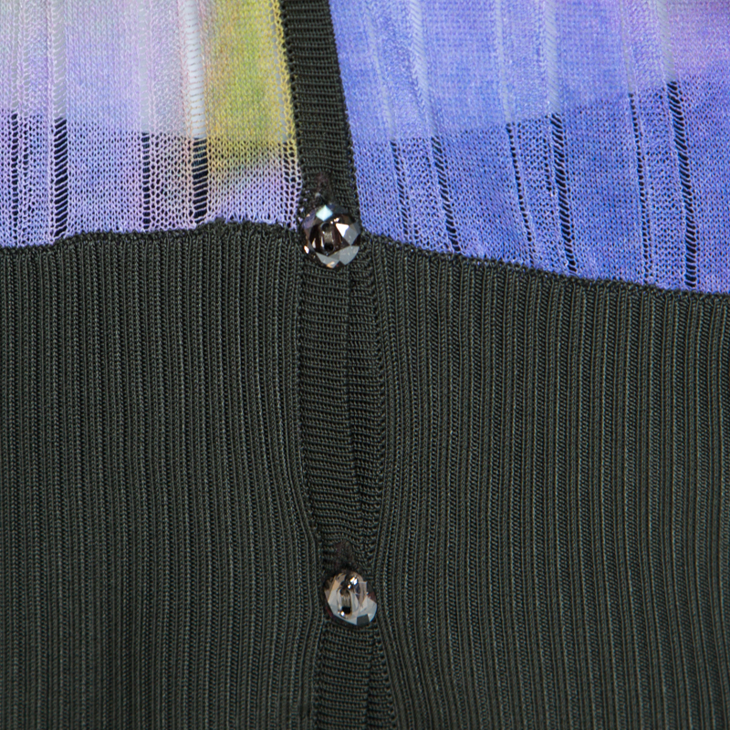 Escada Multicolor Fantasy Print Knit Kimono Sleeve Cardigan L