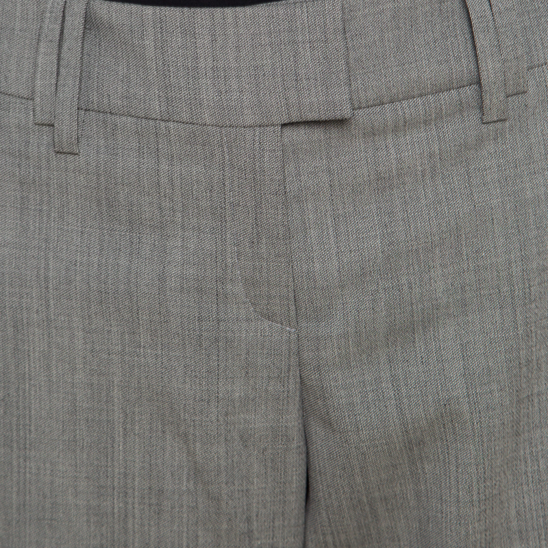 Escada Grey Stretch Wool Slit Detail Tapered Trousers M