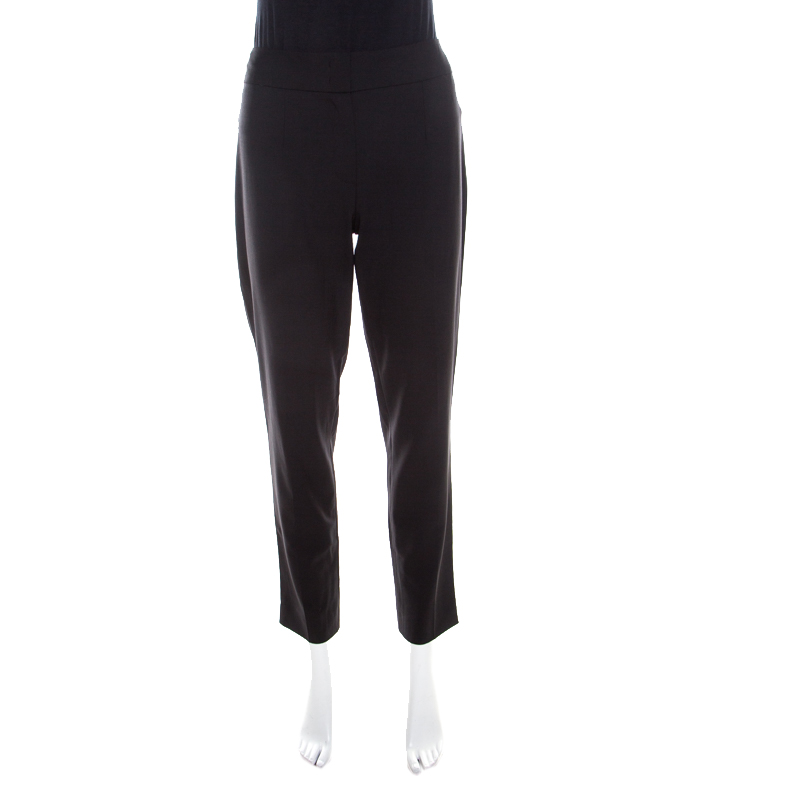 Image of Escada Black Stretch Wool Blend High Waist Tina Trousers M