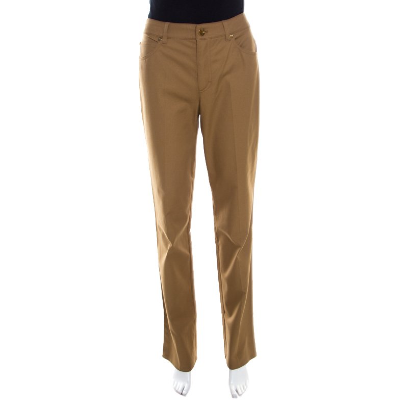 Image of Escada Antique Golden Brown Stretch Denim High Rise Straight Leg Tessa Jeans M