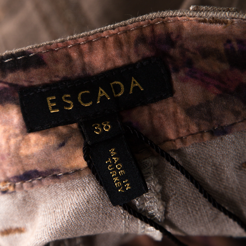 Escada Savannah Brown Coated Stretch Denim Flared Jeans M