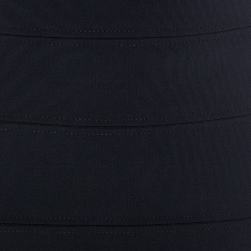 Escada Navy Blue Stretch Crepe Panelled Pencil Skirt M