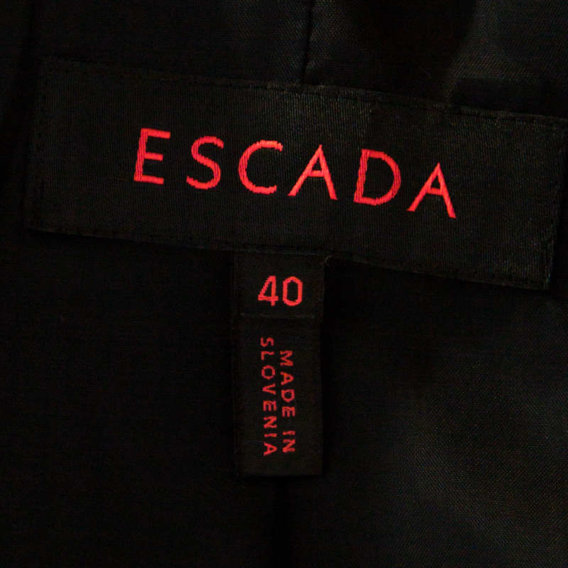 Escada Grey Linen And Wool Pleat Detail Tailored Blazer L