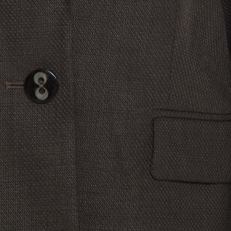 Escada Olive Green Textured Wool And Silk Two Button Blazer L