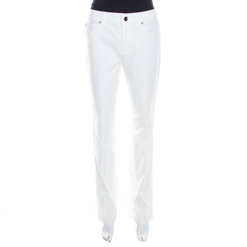 Escada White Stretch Denim High Rise Straight Leg Tessa Jeans S