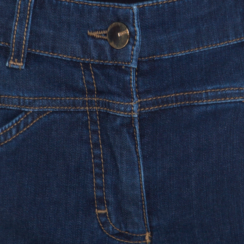 Escada Indigo Faded Effect Denim Cropped Skinny Jeans S