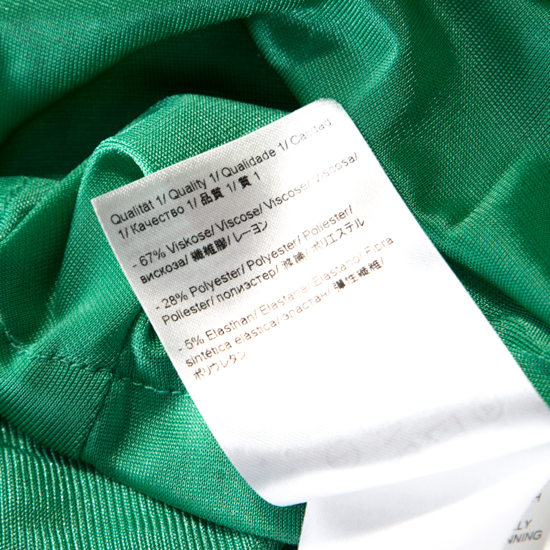 Escada Aqua Green Knit Ruched Draped Front Sleeveless Dress L